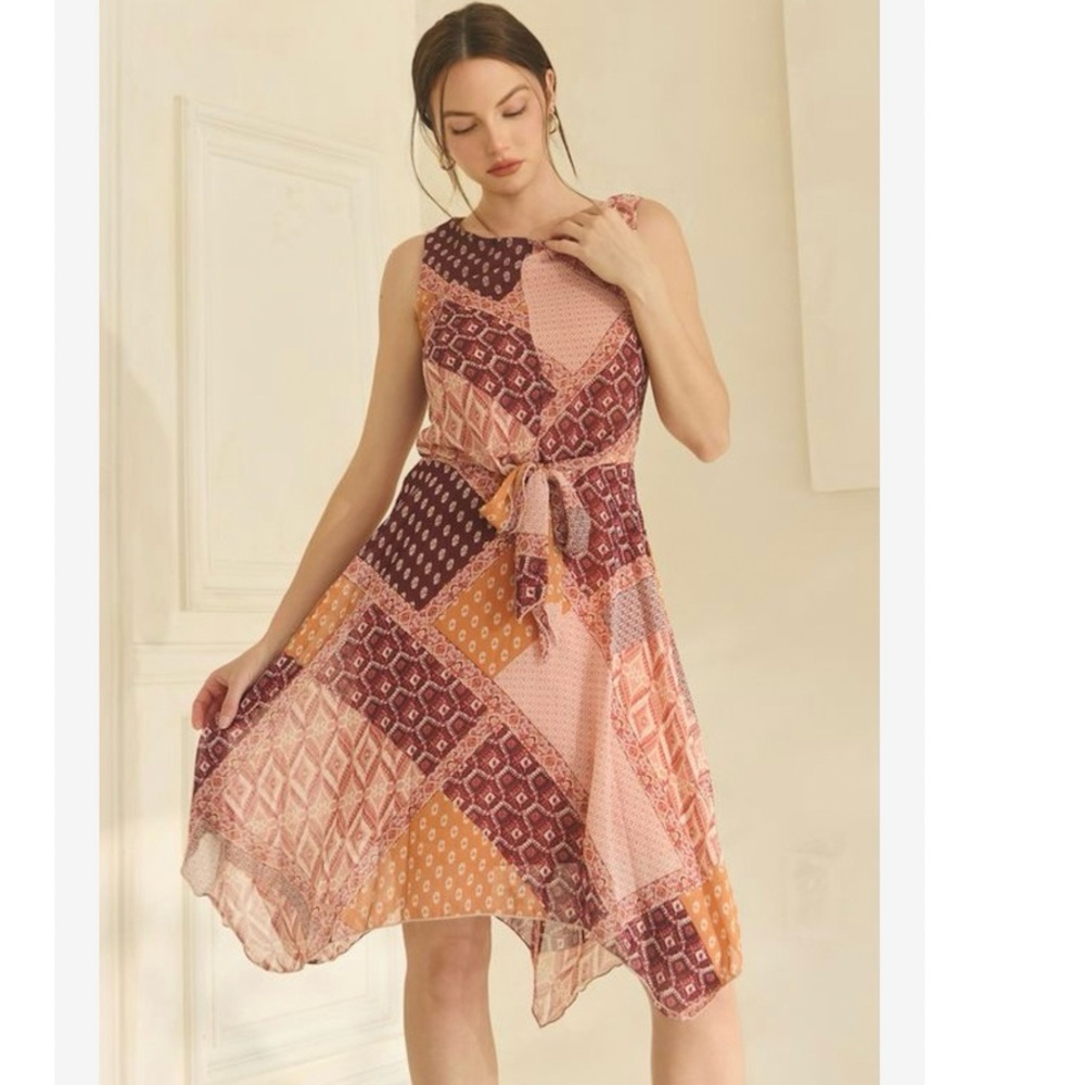 Stella & Julie Asymmetrical Boho Cottagecore Festival Patchwork Dress Size 14W